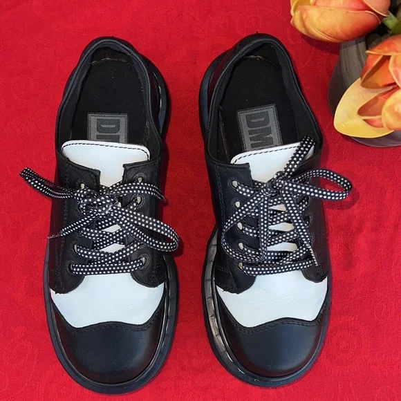 🏴Dr. Martens MIE Vintage Black & White Chunky Platform Oxfords UK 5 - Picture 7 of 17